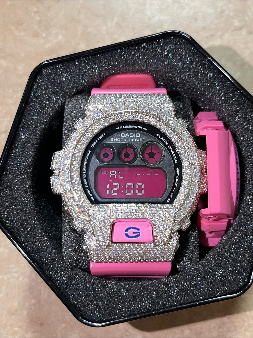 Casio Pink Digital Watch with Sparkling Crystal Case